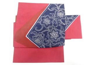 切りばめ　刺し子　花唐草模様　作り帯
